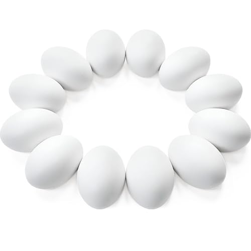 JOYIN 24 Stück 6 cm Ostereier, weiße Holzeier, unlackierte weiße Ostereier für Kinder, Ostereier, DIY, zum Bemalen Ihrer eigenen Eierdekoration, Osterhandwerk, Ostereier, Jagd, Osterkorbfüller
