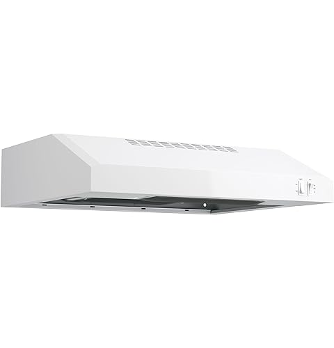 GE 24in. Under Cabinet Range Hood, convertible Duct, 2 Speed Exhaust Fan, Front Control and Reusable Filter, White