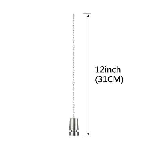 Image of Aspen Creative 20511-22, 12 inch Ceiling Fan Beaded Solid Steel Decorative Pull Chain /Satin Nickel Finish, 2 Pack