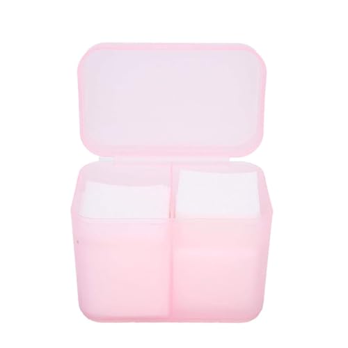 Contenitore per dischetti di cotone, rosa opaco, 2 scomparti, dispenser per cotton fioc, organizer in plastica, per trucco, spugna, cosmetici, toletta, bagno