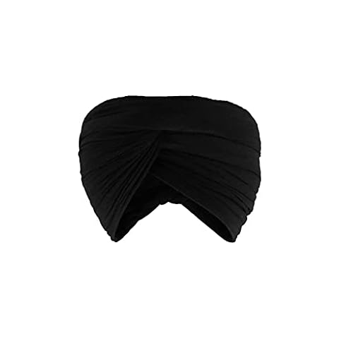 Sharvgun Men's Casual Cotton Turban Traditional Indian Sardar Pagg Sikh Punjabi Pagri Shahi Dastar Cap Head Wrap 6 Meter Black Cover