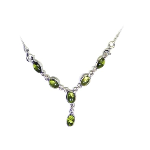 Collier en péridot et argent 925 sterling pour femme au design Y élégant