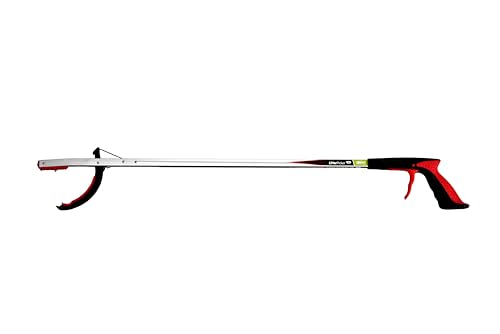 The Helping Hand Company Litter Grabber PRO 33”/85cm, Heavy Duty Litter Picker with Secure Comfortable Grip, Rubbish & Leaf Picker, Red/Silver