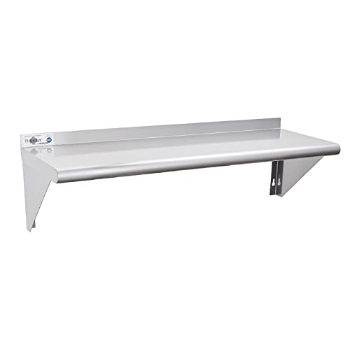 metal restaurant shelves - Profeeshaw NSF Stainless Steel Shelf 12” x 48”, 280 lb Commercial Shelves Wall Mounted Metal Shelving with Backsplash and 2 Brackets for Restaurant, Bar, Utility Room, Kitchen and Garage