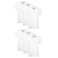 Hanes Mens Undershirt Pack, V-Neck Cotton T-Shirt, Moisture-Wicking Tees for Men, 12-Pack - White - 6 Pack Large