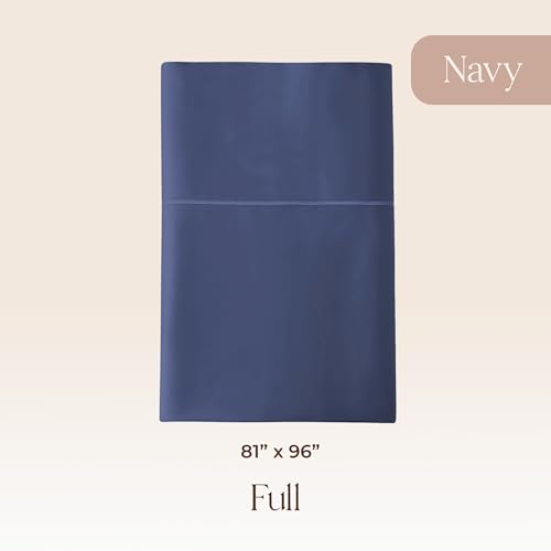 Image of Certified Organic Full Flat Sheet Only - 100% Organic Cotton Top Sheet with Luxurious Soft and Breathable 300 Thread Count Sateen Weave Finish - GOTS & Fairtrade Certified (Navy, Full)