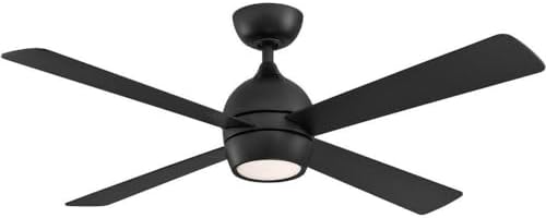 Fanimation Kwad 4 Blade Ceiling Fan 15.05 Inches Tall and 52 Inches Wide with Black Finish and Black Blades