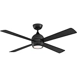 Fanimation Kwad 4 Blade Ceiling Fan 15.05 Inches Tall and 52 Inches Wide with Black Finish and Black Blades