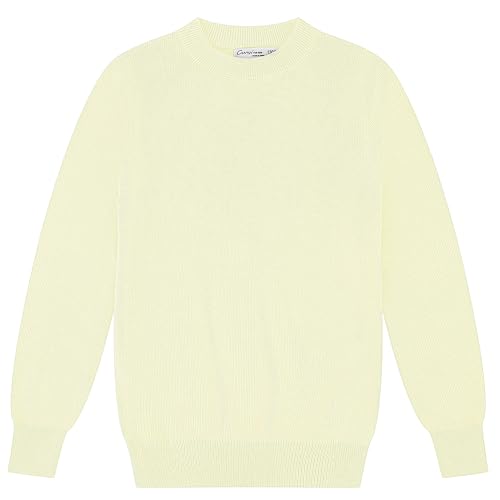 Image of CUNYI Boys Girls Crewneck Sweater Long Sleeve School Uniform Pullover Thermal Wool Solid Knit Top