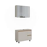 Vicco Badmöbel-Set J-Shape, Cashmere/Artisan, 80 cm, besteht aus Badspiegel und Waschbeckenunterschrank