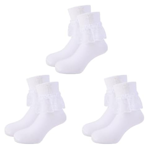 JUPSK Girls White Frilly Socks for Special Occasions Cover