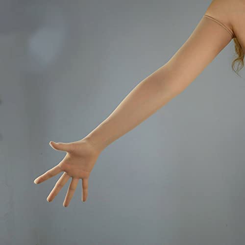Image of Women Stocking GLOVES Seamless Long Semi Sheer TOUCHSCREEN Nude Skin Stretch Ultra-Thin Nylon Pantyhose