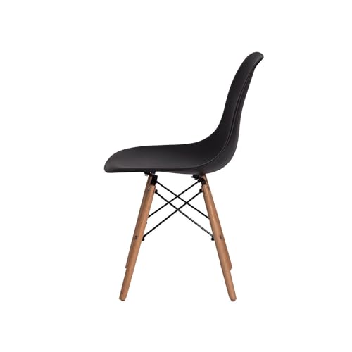 Kit 6 Cadeiras Eiffel Eames DSW Preta Base Madeira