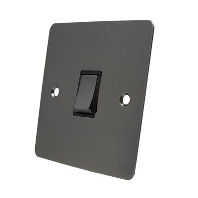 Single Light Switch 1 Gang 2 Way 10 Amp - Polished Black Nickel - Flat