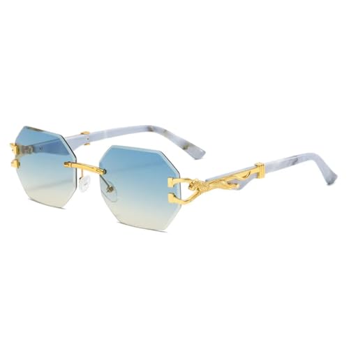 Lunettes de soleil rétro polygonales haut de gamme pour femmes avec verres UV400 vert
