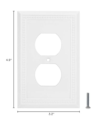 Image of Henne Bery Sunken Pearls Heavy Duty Decorative Wall Plate Switch Plate Outlet Cover (Single Duplex, 2 Pack, White)