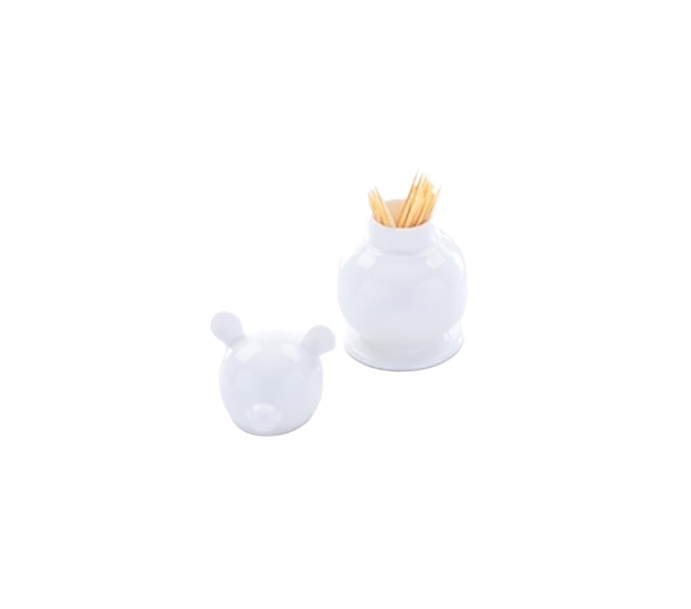 Tianshengqi B Plain White One China Toothpick Holders, Ceramic Cute Holder Ox,(B)