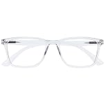 OPULIZE NYX Blue Light Blocking Reading Glasses - Anti-Glare Computer and Gaming Eyewear - UV and Eyestrain Protection - Rectangular Frame - Clear - Men Women - + 1.00