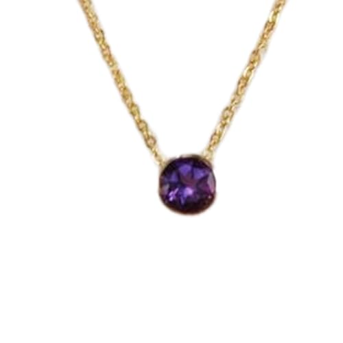 Collier en améthyste naturelle violette au quotidien, pendentif rond en argent de 45 cm
