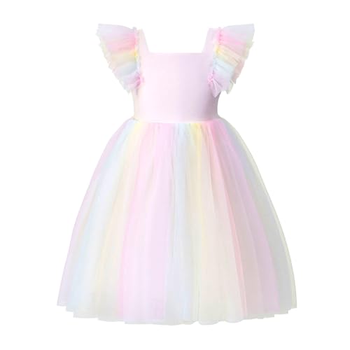 Image of Tutu.kk Toddler Girls Vintage Party Dress Ruffled Sleeve A-Line Tulle Flower Girl Dresses for Wedding,Birthday