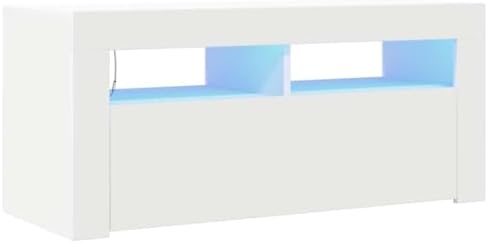 vidaXL Mueble de TV con Luces LED, Blanco, 90x35x40 cm, Madera de...