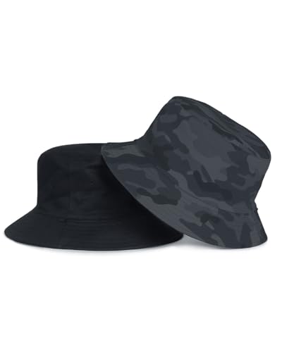 Image of XXL Oversize Bucket Hat Reversible, XL L M S Fisherman Sun Cap With Chin Strap, Travel Beach Outdoor Hat For Men Women