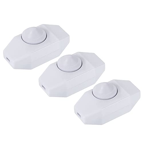Meccanixity Rotary Cord Switch, Ac 110V 2A 100W Slide Control All Range Welding Connection Lamp Dimmer, White Pack Of 3 #TOP8