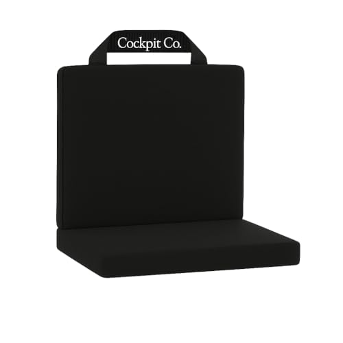 Pilot Seat Cushion for Flight Training – Aviation Height Booster Cushion for Student Pilots & Instructors, 2" Thick Back& 2" Thick Bottom (with Back) - Cockpit Co.