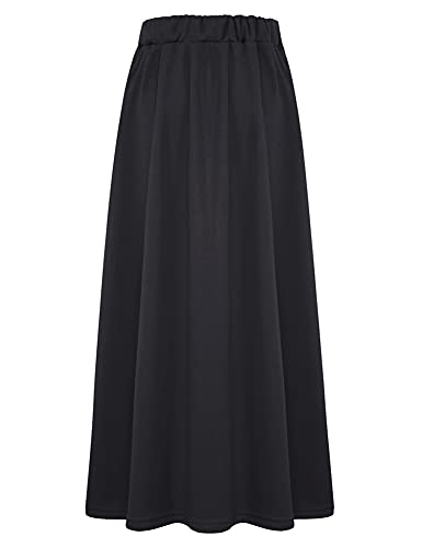 Xiaowhite Long Fleece Lined Winter Skirts Casual Elastic Waist Aline Maxi Warm Skirts (Dark Grey, XX-Large) - Image 3