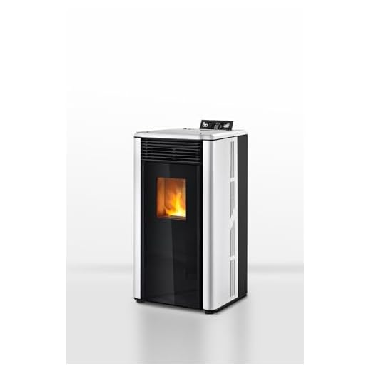 Grupo K-2 Estufa De Pellet Islandia Blanco, Caldera de pellets con un Consumo eléctrico Muy bajo, Consumo de Pellet/Hora: 0,6-1,8 kg/Hora, Pantalla LED con Control de Temperatura, Llama, Ventilador