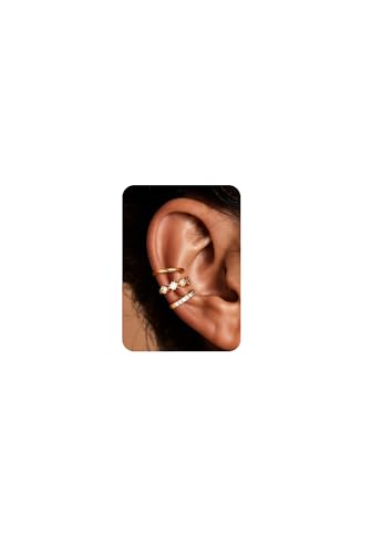 Gold Plated Ear Cuff Earrings Non Piercing for Women - Hypoallergenic Ear Cuffs Silver/Gold Non Tarnish Clip on Cartilage Earrings Fake Earring Set Trendy Jewelry 3Pcs