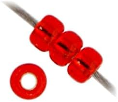 Miyuki Japanese Glass Seed Beads 22gms 11/0 in Lined Flame Red Silver - Image 3