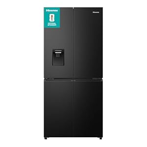 Hisense RQ5P470SMFE Wifi Connected American Fridge Freezer Cross Door with Water Dispenser, No Frost, 482 liters, Black Stainless Steel - E Rated, Noise level: 37 decibels, H178.5 x W79.4 x D69.8 (cm)