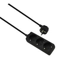 Bloc multiprise 3 prises Helos CLASSIC 1.5m noir sans bouton de coupure