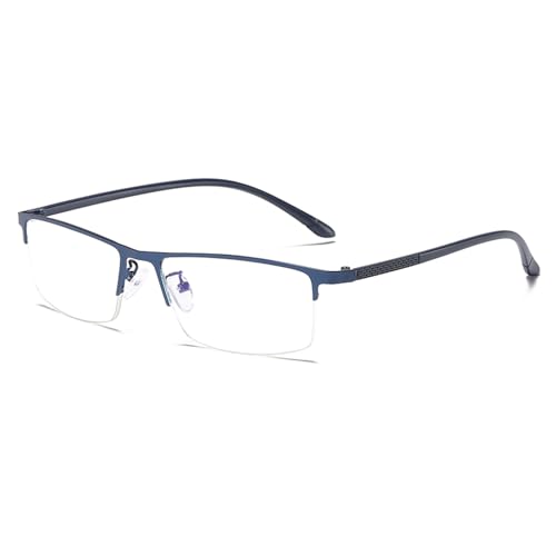 Image of Anti Blue Light Glasses Metal Frames Rectangle Semi-Rimless Computer Gaming Eye-glasses Clear Lens