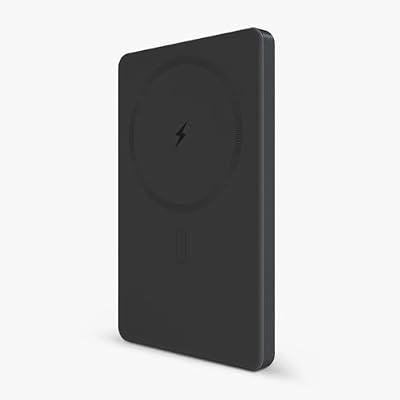 POWERUP Powerslim Mini 5000mAh Magsafe Power Bank, 15W Fast Wireless Charging | Strong Magnetic Hold | Ultra-Slim 22.5W Fast Charing Type C Port Compatible with Wireless Charging Phones - Black