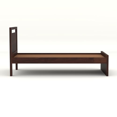 Image of Solid Sheesham Wooden Bed 6X4 Bed Single Bed Without Storage for Bedroom - Single Cot Wooden BedSingle Size for Living Room Guest Room - 12 Month Warranty (Theo Walnut)