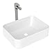 Lordear 19"x15" Modern Bathroom Rectangle Above White Porcelain Ceramic Vessel Vanity Sink Art Basin& Brushed Nickel Faucet Combo
