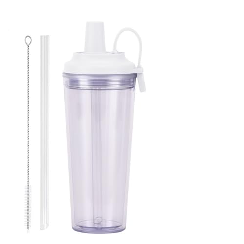 FLYILIA タンブラー コップ プラスチック製 ストロー付き 水筒 蓋付き タピオカ用 耐熱 耐冷 カップ 真空断熱 二重構造 広口 業務用 子供用 家庭用 ドリンクカップ ウォーターカップ エコカップ コーヒーカップ マイカップ マイボトル テイクア