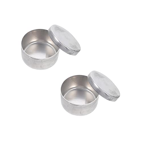 2pcs Boxes Aluminum Weighing Box Tin Canisters with Lids Screw Aluminum Weighing Can Round Tins with Lids Soil Weighing Holder Metal Round Tins Laboratory Weighing Holder VILLFUL