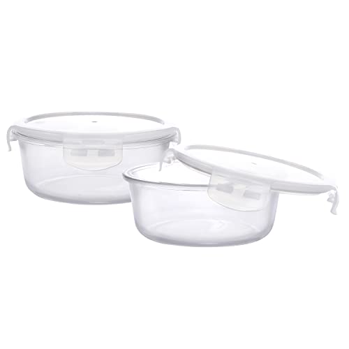 Image of Cutting EDGE 240ML Rectangular Glass Detachable Container,Green (Set of 2) | Borosilicate Glass, ideal for office & school, microwave & freezer safe, meal prep airtight leak-proof lids, Blue