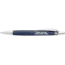 DISCOUNT PROMOS 10 Atlas Click Action Pens Pack - Customizable Text, Logo - Plastic, Black Ink - Navy Blue
