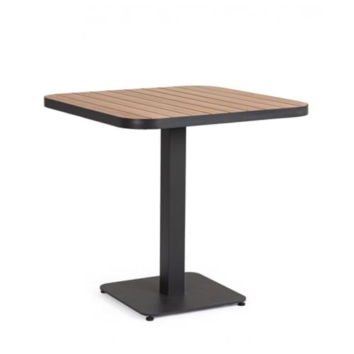 KONTE.DESIGN Mesa Belmar efecto madera y estructura aluminio antracita 75x75 cm