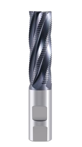 Image of Accusize Industrial Tools 1'' Fine Tooth M42 8% Cobalt Tialn Roughing End Mill, 1'' Shk Dia, 3'' Flute Length, 5-1 /2'' Oal, 5 Flute, 1104-0031 | Fine Tooth, M42 8% Cobalt, TiAlN Coated, 5-1 /2 inch OAL, Single End, Center Cutting