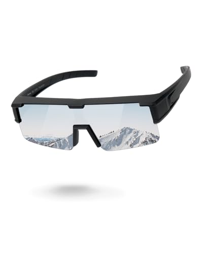 Meeloog Polarized Fit Over Glasses Sunglasses for Men Women, UV Protection Sports Wrap Around for Driving Cycling Fishing (P1 Black Frame/Silver Mirrored Lens)