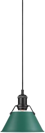 Golden Lighting 3306-S Orwell 8" Wide Mini Pendant - Matte Black/Pine Green Shades