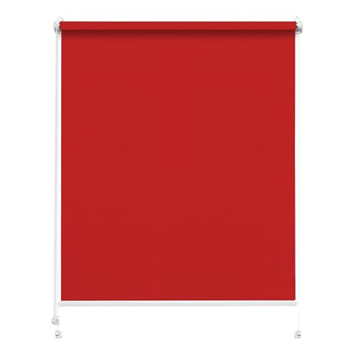 Rettika Sichtschutz Rollo ohne Bohren - Rot, Breite: 90cm, Höhe 120 - Rollos für Fenster ohne Bohren, Fenster rollos für innen, Jalousien zum Klemmen, Klemmrollo