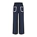 Girls Baggy Barrel Sweatpants Elastic Waist Wide Leg Pants Teens Cute Drawstring Patchwork Casual (Navy, 8-10 Years)