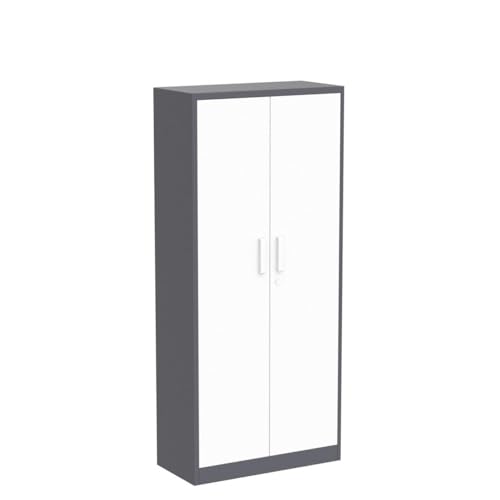 Image of Yizosh Metal Garage Storage Cabinet with 2 Doors and 5 Adjustable Shelves - 71 inch Steel Lockable File Cabinet,Locking Tool Cabinets for Office,Home,Garage,Gym,School (Gray White)