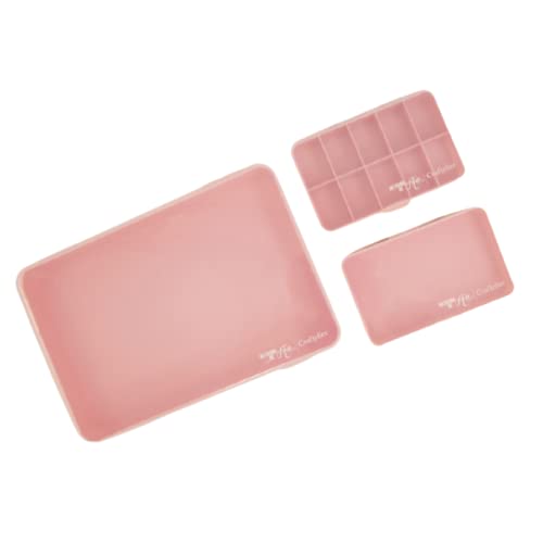 Craftelier - Set de 3 Cajas de Almacenaje y Organización para Materiales de Scrapbooking y Manualidades | 2 Tamaños: Caja Grande 26,5 x 17,8 x 4,2 cm y Pequeñas 14,6 x 9,1 x 3,2 cm - Color Rosa